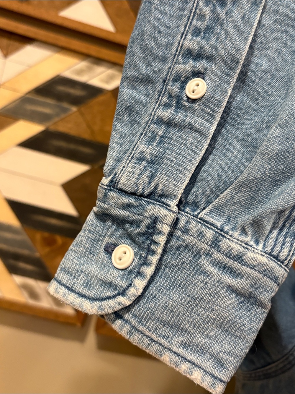 Vintage Ralph Lauren 90s Light Blue Denim Button-Front Workshirt Unisex Medium - Picture 8 of 10